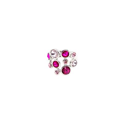 Elastic ring rhodium-plated pink / rose