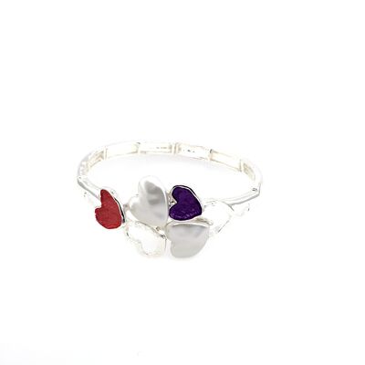 Bracelet élastique rhodié violet / rose /