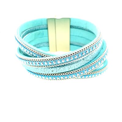 Bracelet plus rhg. vg / clé magnétique turquoise
