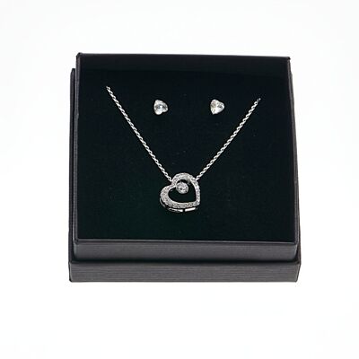Rhodium-plated crystal set with case