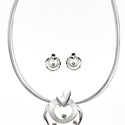 Set cuore bianco rodiato
