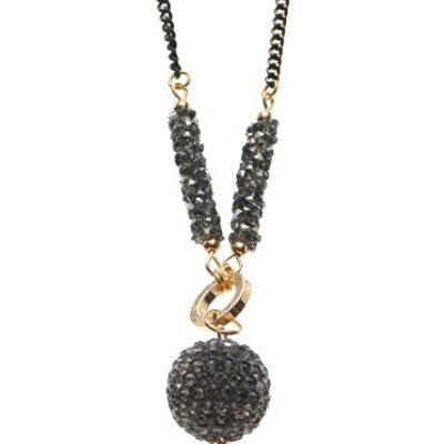 Lange Kette vergoldet  schwarz/black diamond   80cm