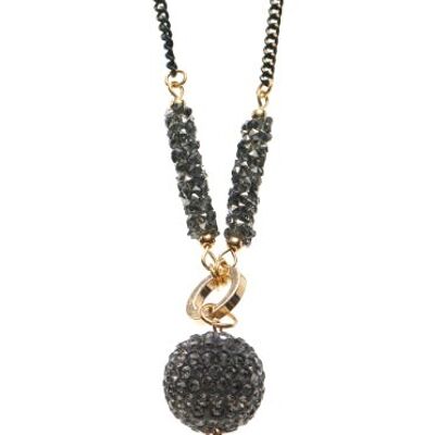 Long chain gold-plated black / black diamond 80cm