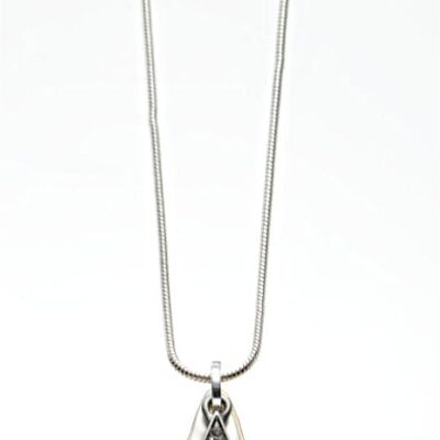 Long chain silver-plated matt tri-color star 75cm