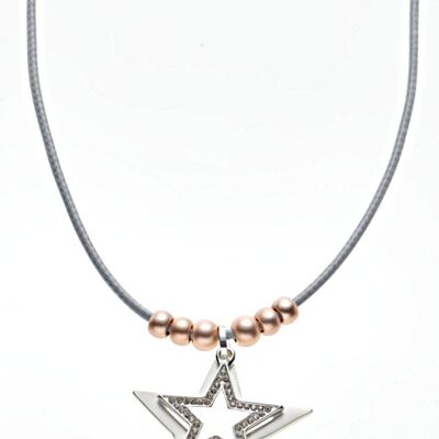 Necklace silver-plated matt white star