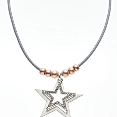 Necklace silver-plated matt white star