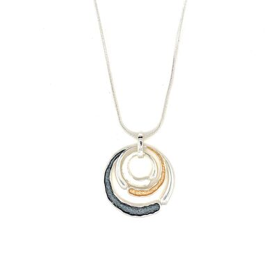 Silver-plated tri-color necklace