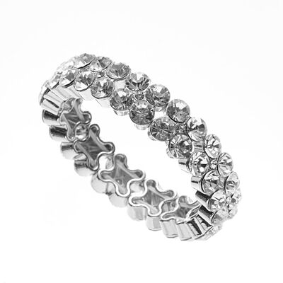 Elastic bracelet rhodium-plated crystal