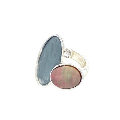Elastic rhodium-plated ring, gray