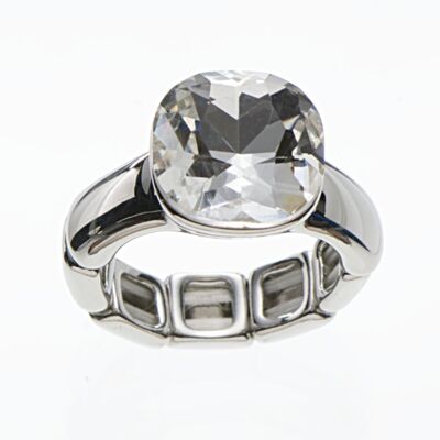 Elastic ring rhodium-plated crystal Swarovski stones