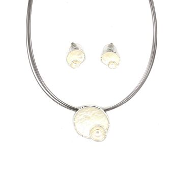 Fil, 2 parties coll./oreille. vs / blanc / perle