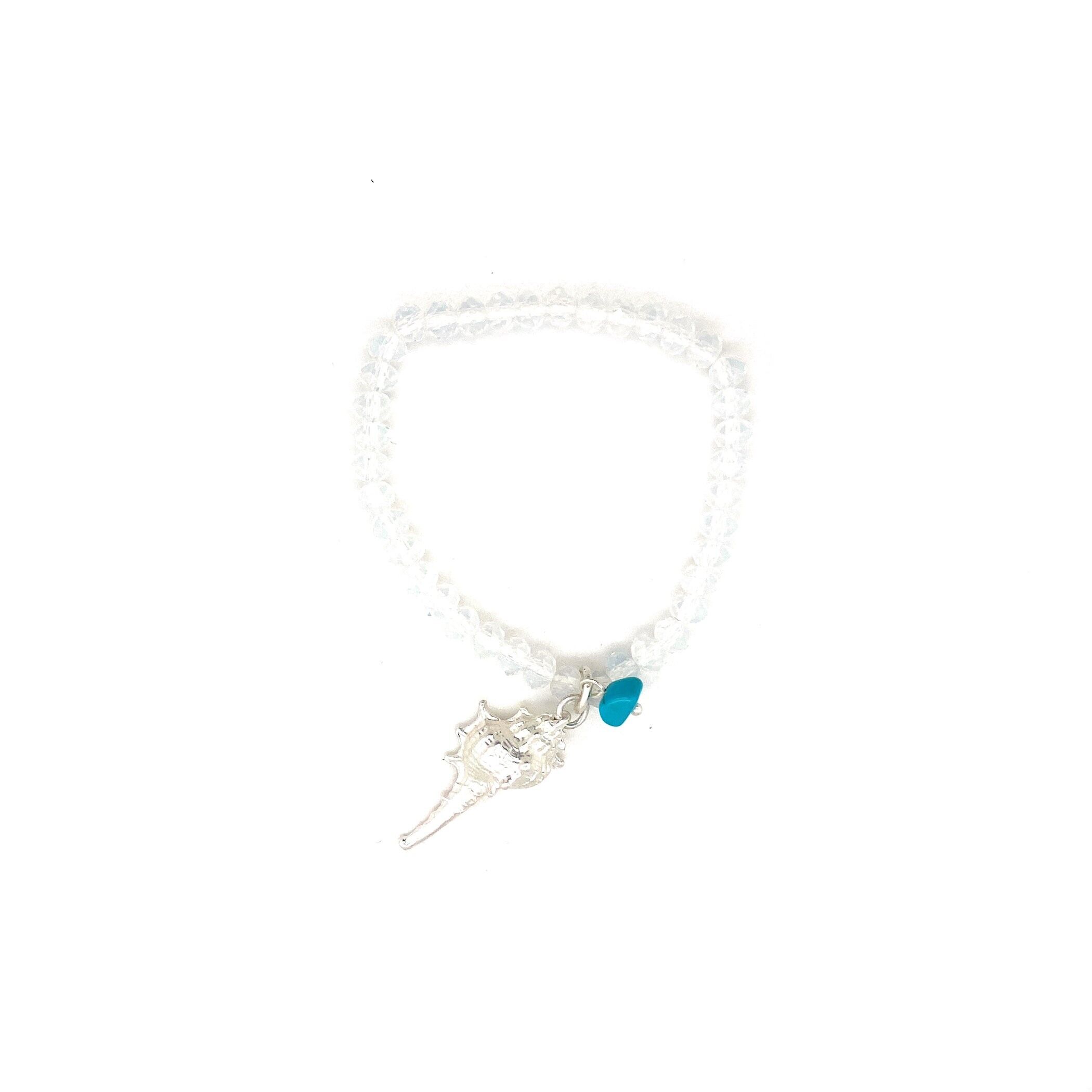 Bracelet elast. 'Shell' vs / white / turquoise