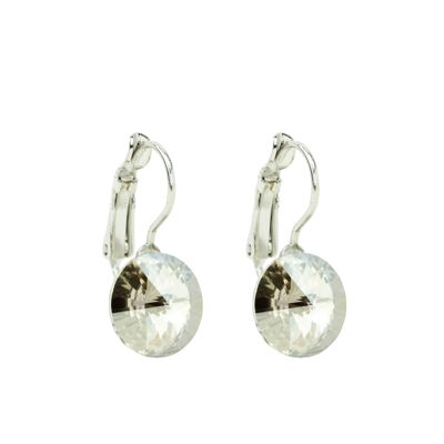 Earrings crystal stone 11mm - Silver Shadow