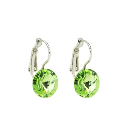 Earrings crystal stone 11mm - peridot