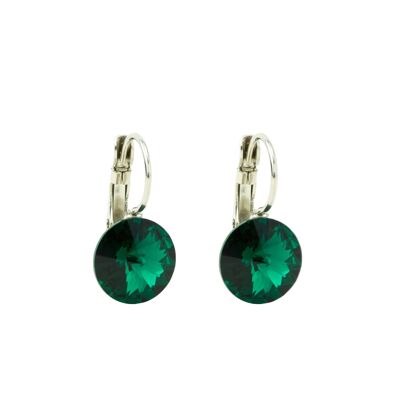 Earrings crystal stone 11mm - Emerald