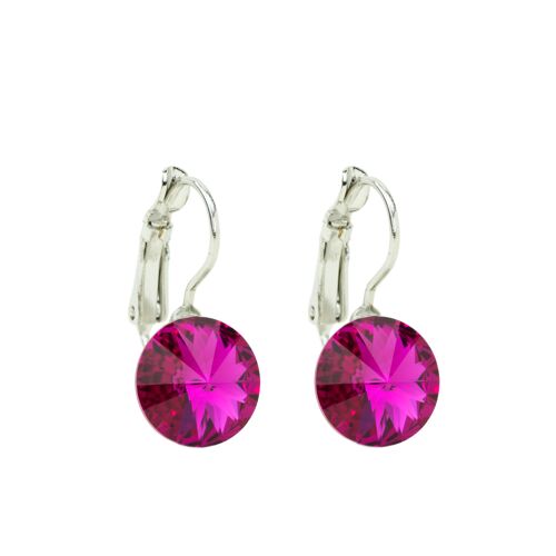 Ohrringe Kristallstein 11mm - Fuchsia