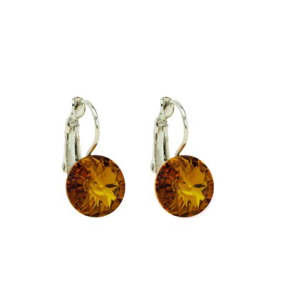 Orecchini pietra di cristallo 11mm - Topazio Fumé