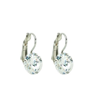 Boucles d'oreilles pierre cristal 11mm - Blanc patiné