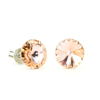 Pendientes De Botón Crystal Stone 8mm - Melocotón Claro