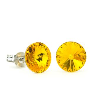 Clous d'oreilles pierre cristal 8mm - Tournesol 1