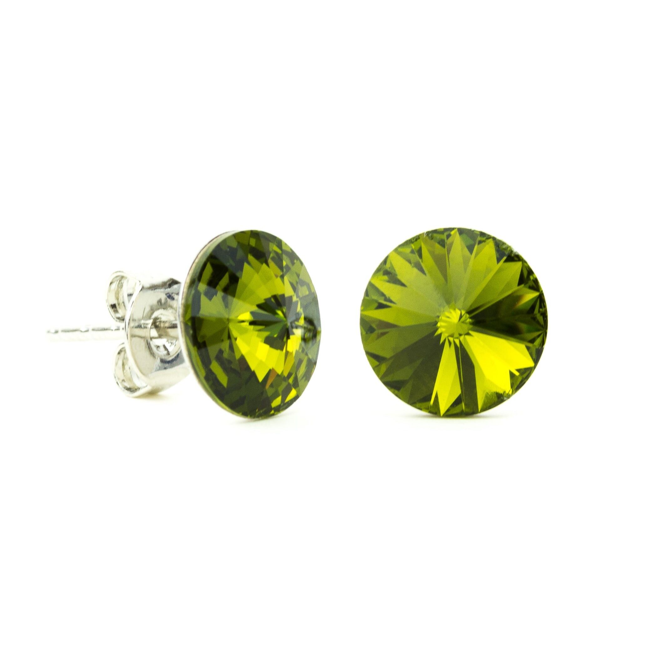 Pietra di cristallo per orecchini 8 mm - oliva