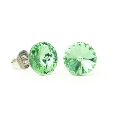 Ear stud crystal stone 8mm - peridot
