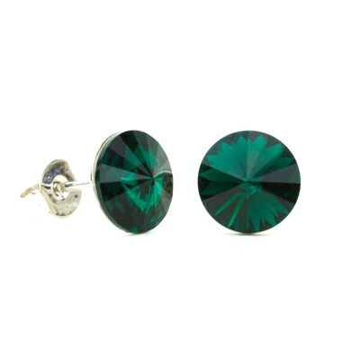 Ear stud crystal stone 8mm - Emerald
