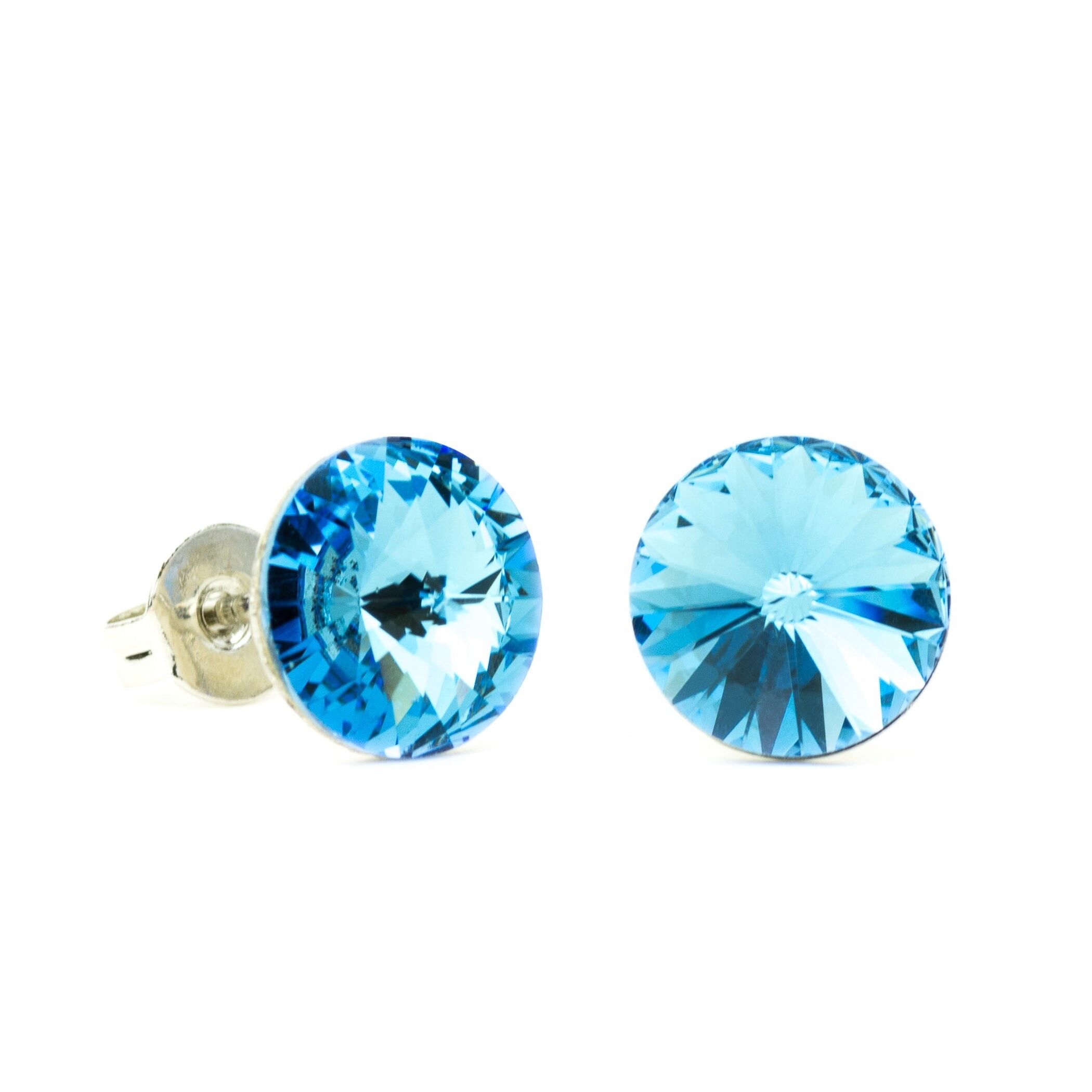 Ear Stud Crystal Stone 8mm - Aqua