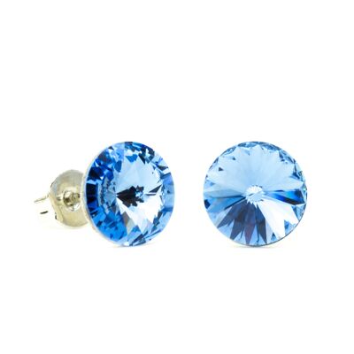 Ear Stud Crystal Stone 8mm - Zaffiro Chiaro