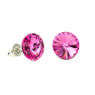 Ear Stud Crystal Stone 8mm - Rosa