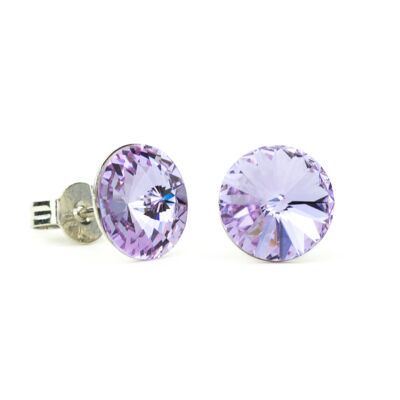 Clous d'oreilles pierre cristal 8mm - Violet