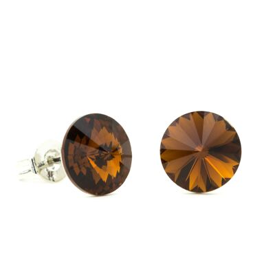 Ear Stud Crystal Stone 8mm - Smoked Topaz