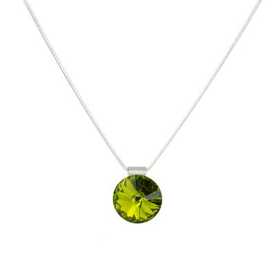 Pendentif Pierre de Cristal 14mm - Olive