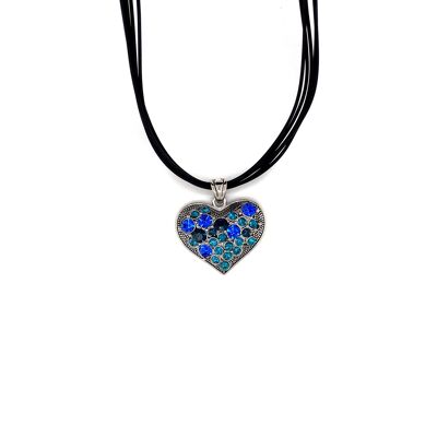 Fashion necklace black heart blue