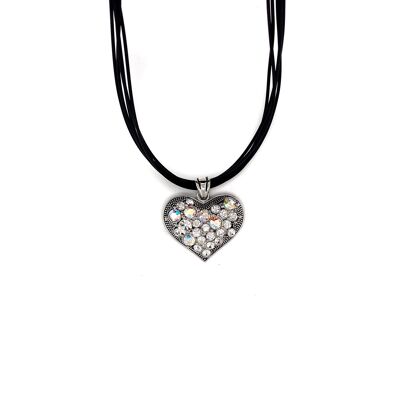 Fashion necklace black heart crystal and AB
