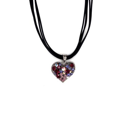 Collana moda cuore nero lavanda tono
