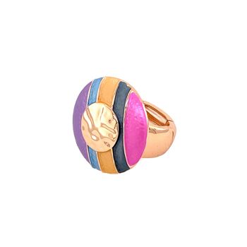 Bague bande élastique or rose / multi