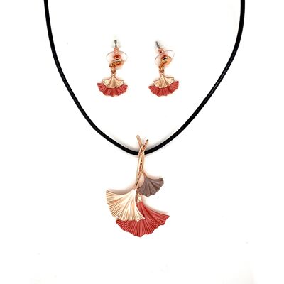 Juego de collares / ganchos para la oreja de 2 piezas chapados en oro rosa