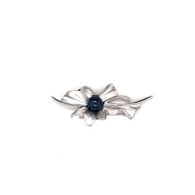 Broche rhodiée gris perle