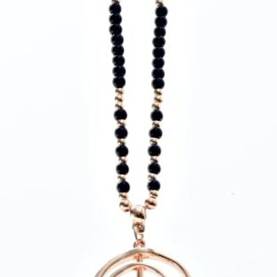 Long chain rose gold plated, blue 80cm