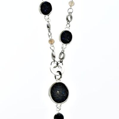 Long chain silver-plated black 70cm