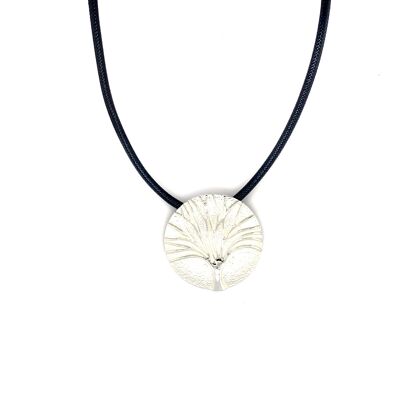 Collana cinturino in tessuto argentato/bianco/nero