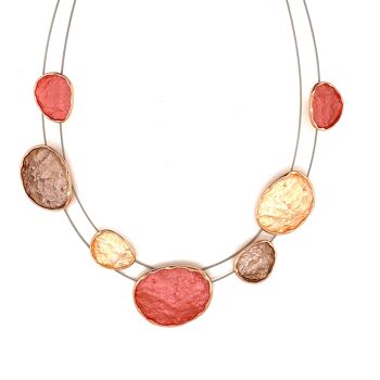 Collier plaqué or rose mat cannelle, orange, marron