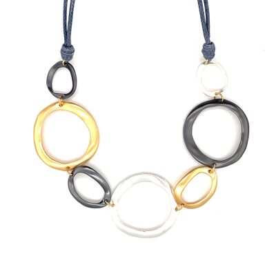 Necklace rhodium-plated, tri-color