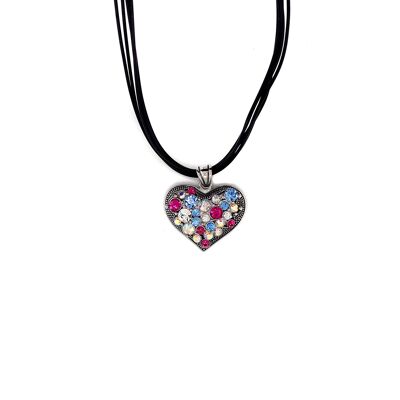 Necklace rhodium-plated, multi-color