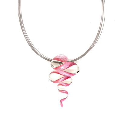 Necklace rhodium-plated pink