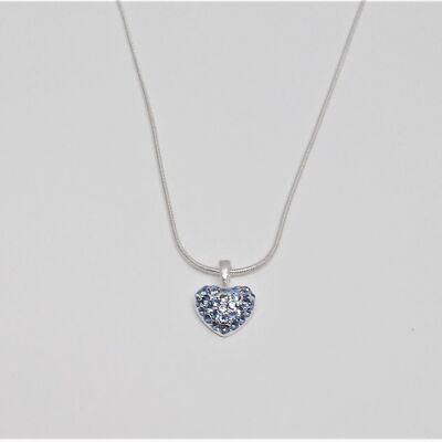 Necklace silver plated crystal stones light sapphire