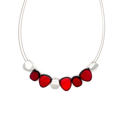 Collier rhodiniert  rot