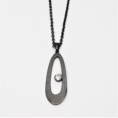 Long chain rhodium-plated brushed gray 60cm