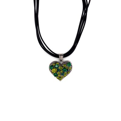 Necklace rhodium-plated green